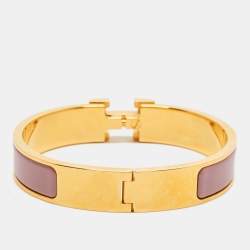 مملوكة مسبقًا Hermes Clic H Enamel Gold Plated Bracelet