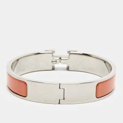 Pre Owned Hermes Clic H Enamel Palladium Plated Bracelet