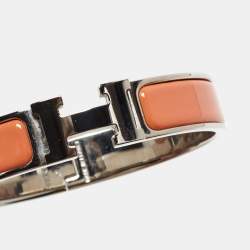 Pre Owned Hermes Clic H Enamel Palladium Plated Bracelet