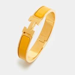 مملوكة مسبقًا Hermes Clic H Enamel Gold Plated Bracelet