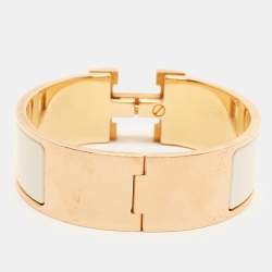 Pre Owned Hermès Clic Clac H Enamel Rose Gold Plated Bracelet