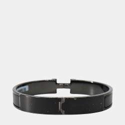 Pre Owned Hermes Clic H PM Black Matt Metal Bracelet