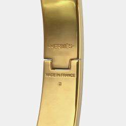 Pre Owned Hermes Clic H PM Black Enamel Gold Plated Women's Bracelet