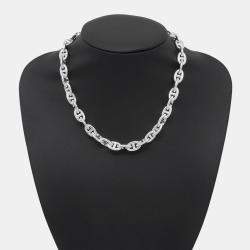 Pre Owned Hermes Chaine d'Ancre PM Silver-Tone Silver 925 Necklace