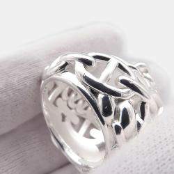 Pre Owned Hermes Chaine d'Ancre Multi Chain TGM/51/#11 Sterling Silver Women's Ring