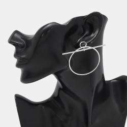 Pre Owned Hermes Echappee Loop Sterling Silver Women's Earrings  Size MM