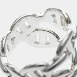 Pre Owned Hermes Chaine d'Ancre Enchainee 925 Sterling Silver Double Ring