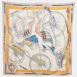Pre Owned Hermes Multicolor Cashmere Blend Voitures en Equilibre Shawl 140 