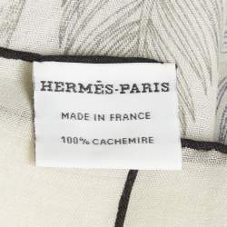 Pre Owned Hermès White Cashmere Index Palmarum Finesse Scarf 90