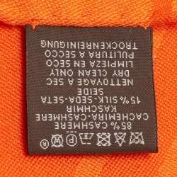 Pre Owned Hermès Orange New Libris Cashmere Silk Blend Stole