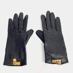 Pre Owned Hermès Black Leather Gloves