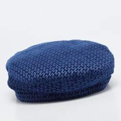 مملوكة مسبقًا Hermes Navy Blue Monogram Jacquard Cap Size 58