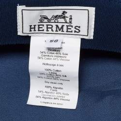 مملوكة مسبقًا Hermes Navy Blue Monogram Jacquard Cap Size 58