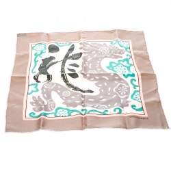 Pre Owned Hermes Multicolor L'annee du Dragon Print Silk Square Scarf