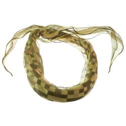 Pre Owned Hermes Green Radial Block H Print Silk Chiffon Losange Scarf