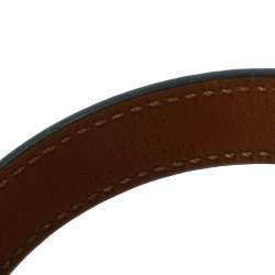 Pre Owned Hermes Kelly Double Tour Black Leather Gold Plated Wrap Bracelet M