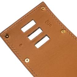 Pre Owned Hermes Kelly Dog Extreme Blue Leather Gold Plated Wide Bracelet S