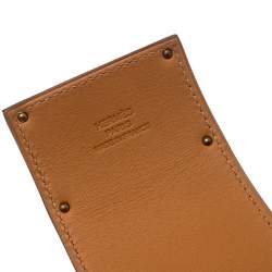 Pre Owned Hermes Kelly Dog Extreme Blue Leather Gold Plated Wide Bracelet S