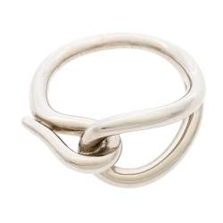 Pre Owned Hermes Palladium Plated Jumbo Hook Scarf Ring
