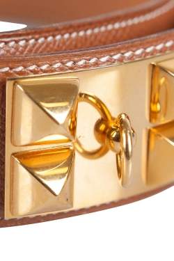 Hermes Brown Courchevel Leather Collier De Chien Belt 60CM