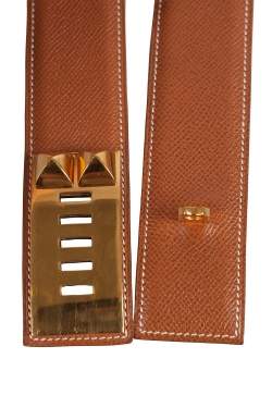 Hermes Brown Courchevel Leather Collier De Chien Belt 60CM