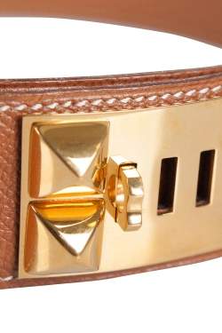 Hermes Brown Courchevel Leather Collier De Chien Belt 60CM