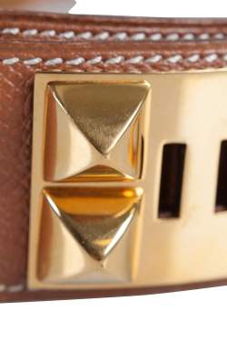 Hermes Brown Courchevel Leather Collier De Chien Belt 60CM