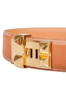 Hermes Brown Courchevel Leather Collier De Chien Belt 60CM