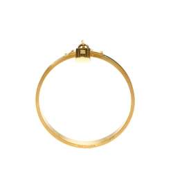 Pre Owned Hermes Kelly Lock Cadena Green Lizard Skin Gold Plated Bangle Bracelet