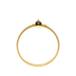 Pre Owned Hermes Kelly Lock Cadena Green Lizard Skin Gold Plated Bangle Bracelet