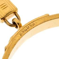 Pre Owned Hermes Kelly Lock Cadena Green Lizard Skin Gold Plated Bangle Bracelet