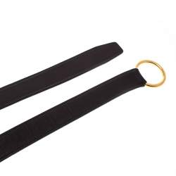 Pre Owned Hermes Dark Brown Leather O Ring Buckle Belt 115cm