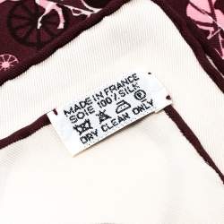 Pre Owned Hermes Cream, Pink & Brown Printed Silk Kelly en Caleche Scarf