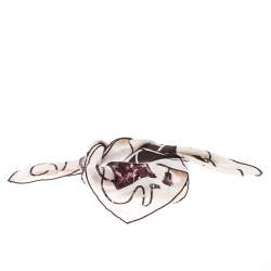 Pre Owned Hermes Cream, Pink & Brown Printed Silk Kelly en Caleche Scarf