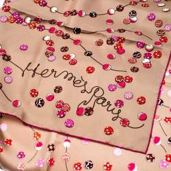 Pre Owned Hermes Multicolor Dancing Pearls Printed Silk Scarf