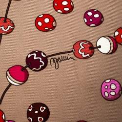 Pre Owned Hermes Multicolor Dancing Pearls Printed Silk Scarf