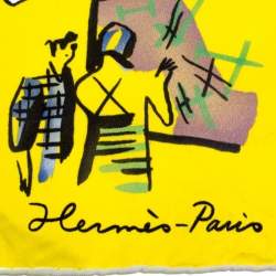 Pre Owned Hermes Rendez Vous Rive Gauche Print Silk Square Scarf