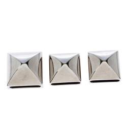 Pre Owned Hermes Pyramid Medor Palladium Finish Set of 3 Studs Twilly Scarf Ring  