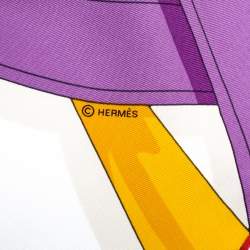 Pre Owned Hermes Maroon Grand Manege Detail Print Silk Scarf