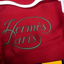 Pre Owned Hermes Maroon Grand Manege Detail Print Silk Scarf