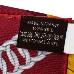 Pre Owned Hermes Maroon Grand Manege Detail Print Silk Scarf