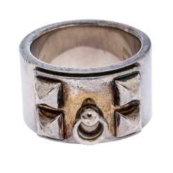Pre Owned Hermes Collier De Chien Silver Band Ring Size 52
