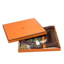 Pre Owned Hermès Chocolat Brown Jardins D'Hiver Silk Twill Square Scarf