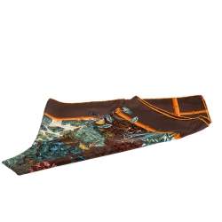 Pre Owned Hermès Chocolat Brown Jardins D'Hiver Silk Twill Square Scarf