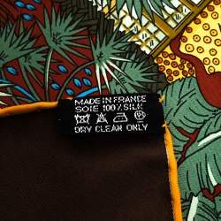 Pre Owned Hermès Chocolat Brown Jardins D'Hiver Silk Twill Square Scarf