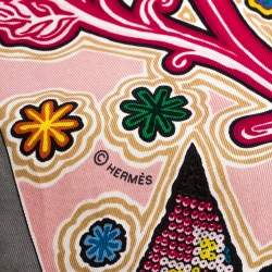 Pre Owned Hermes Light Pink L'Arbre Du Vent Print Silk Square Scarf