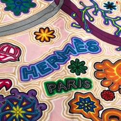 Pre Owned Hermes Light Pink L'Arbre Du Vent Print Silk Square Scarf