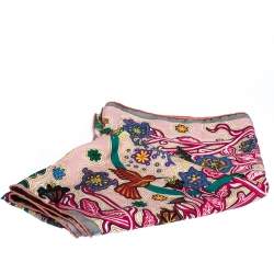 Pre Owned Hermes Light Pink L'Arbre Du Vent Print Silk Square Scarf