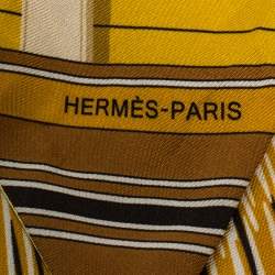Pre Owned Hermes Yellow Patchwork Silk Maxi Twilly Scarf