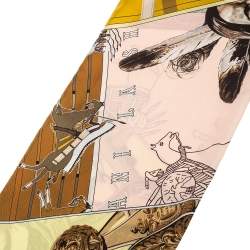 Pre Owned Hermes Yellow Patchwork Silk Maxi Twilly Scarf